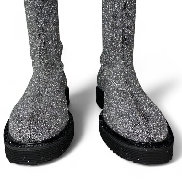 Giuseppe Zanotti Women's Silver Glitter Over-the-Knee Flat Boots Sz 37.5 NWOT - Picture 7 of 16